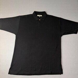 Tommy Bahama Business Casual Black Silk Cotton Ribbed Short Sleeve Polo Shirt M